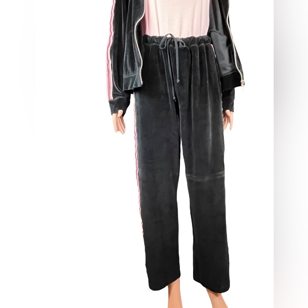 Mountain Lake Casuals Faux Velvet Velour 2 Piece Tracksuit, Black Pink | L - Picture 5 of 15
